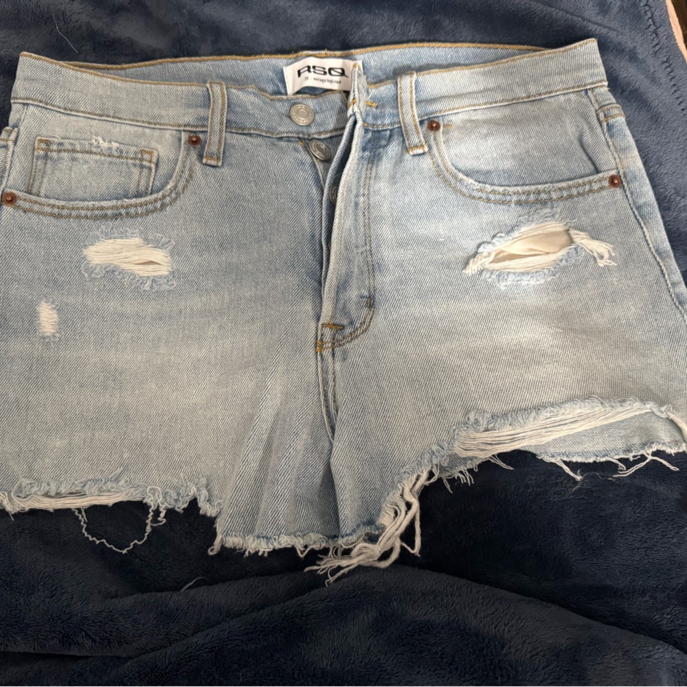 RSQ Light Blue High-Rise Denim Shorts